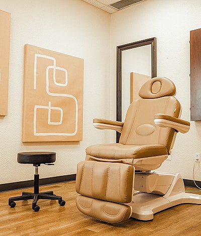 Comfortable treatment room with a reclining chair